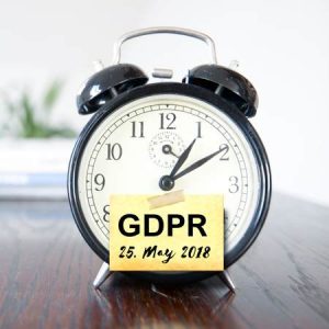 GDPR countdown clock-alarm clock with date of GDPR initiation